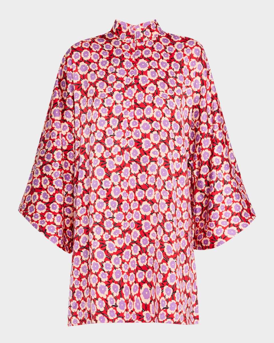 Floral-Print Mini Caftan